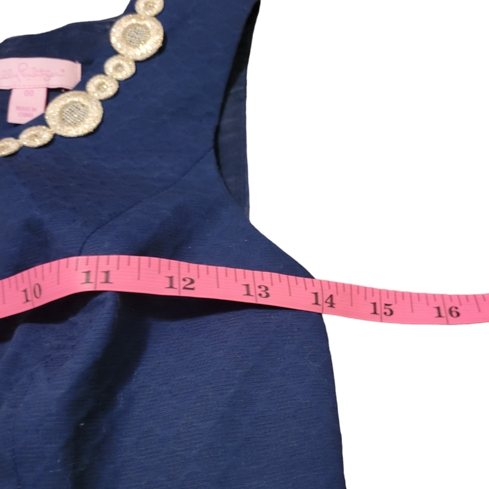 Lilly Pulitzer Navy Dress with White Lace Trim - Picture 6 of 12